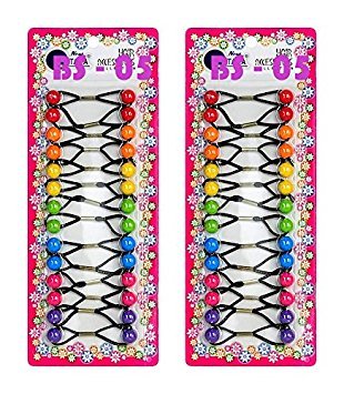 Crispy Collection Girls Twinbead Multi Cute Design Ponytail Elastics Pack of 2