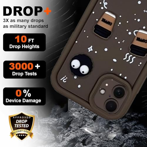 Image of GoldKart Back Case Cover Compatible for iPhone 16 Plus | Cute Fun Cartoon 3D Ball Coffee Silicone Case | Full Body Protection Back Cover for iPhone 16 Plus - Brown