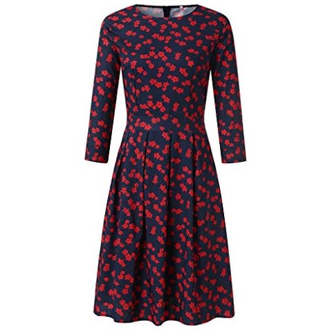 iHENGH Damen Frühling Sommer Rock Bequem Lässig Mode Kleider Frauen Röckemode ärmellose Spitze Chiffon Rundhals langes Partykleid Cover