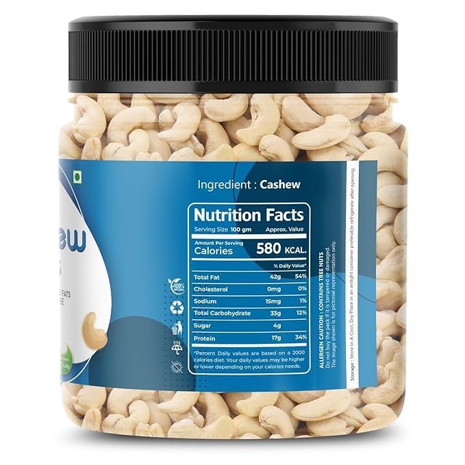 Image of Flavour Delight Premium Cashews (500g) | Whole Natural Kaju | Unsalted & Fresh | Perfect for Cooking & Snacking