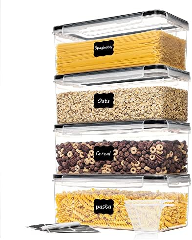 Vtopmart Airtight Food Storage Containers with Lids 4PCS Set 3.2L, Plastic Spaghetti Canisters for Pasta organizer, BPA Free Air Tight Kitchen Pantry Organization - Thumbnail 4