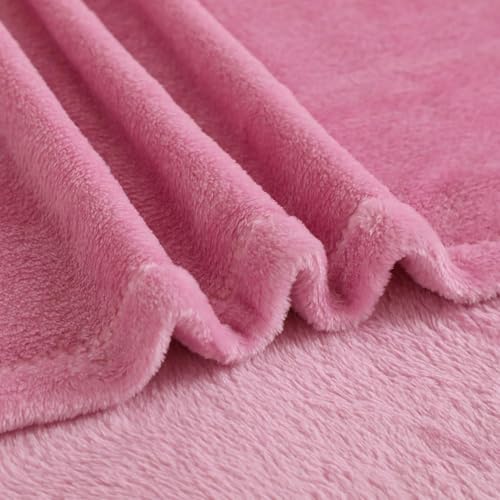 Kuscheldecke Flauschige extra weich & warm Wohndecke Flanell Fleecedecke, Falten beständig/Anti-verfärben als Sofadecke oder Bettüberwurf, Größe:220 cm x 240 cm, Farbe:Altrosa