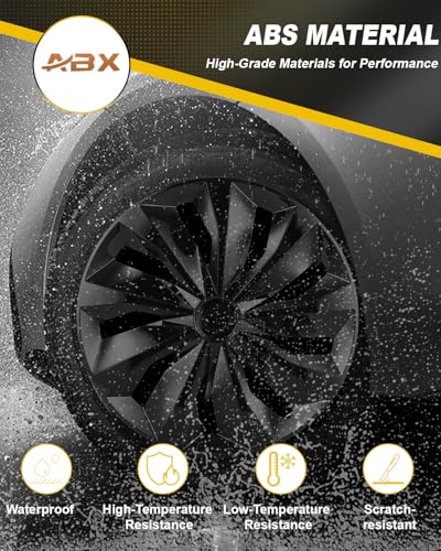 Image of ABX Hubcaps,16 inch hubcaps Set of 4, Wheel Rim Cover ABS Material, Snap On Car Truck SUV Replacement, for Toyota Camry Nissan Mazda etc, Black
