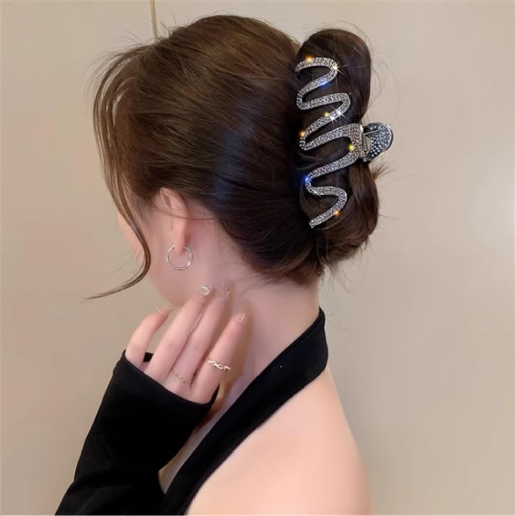 Pince à cheveux requin en métal courbe design coréen minimaliste