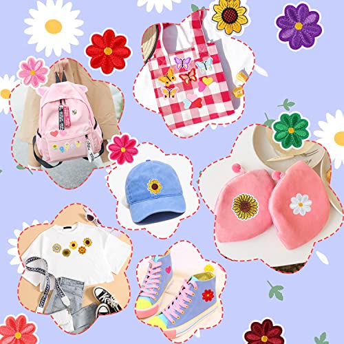 Nicevinyl Random Iron On Patches For Clothing: 120Pcs Flower Heart Patch Iron On Cute Butterfly Embroidered Sew Applique Repair Patches For Jeans Jackets Backpacks #TOP4