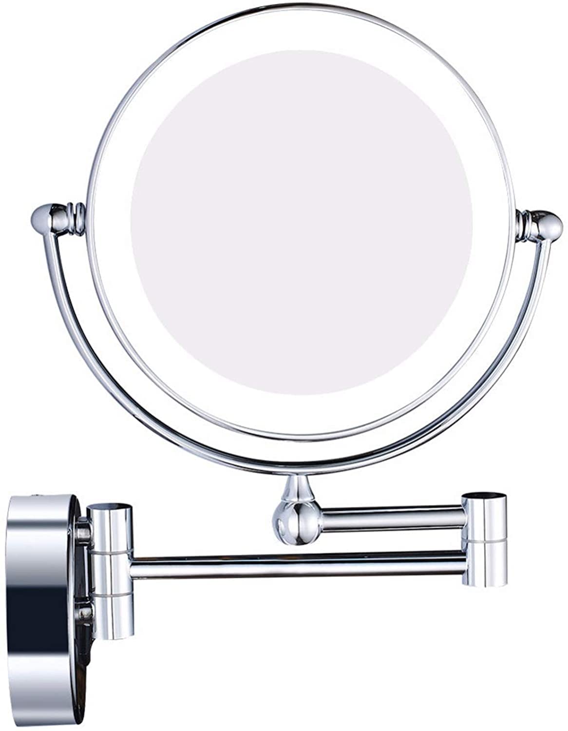 Miroir LED 10X extensible en laiton chromé pour un maquillage de précision sans zone d'ombre