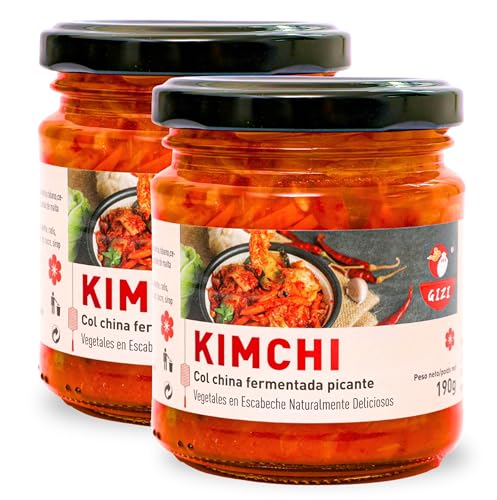 Kimchi Coreano & Col China Fermentada Picante – Auténtica Receta Tradicional, Fermentación Natural, Sabor Intenso y Crujiente - Pack Laborawi (380g)
