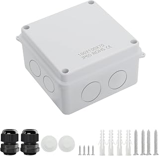 LeMotech IP65 Waterproof Junction Box - Dustproof ABS Electrical Enclosure 3.9x3.9x2.8 Inch White Project Box for Electronics