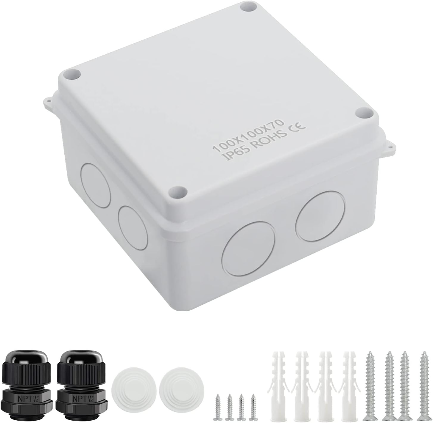 LeMotech Junction Box, Electrical Box IP65 Water Resistant Dustproof ABS Plastic Project Enclosure for Electronics White, External Size 3.9 x 3.9 x 2.8 inch