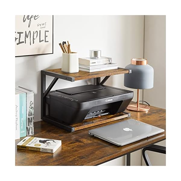 IBUYKE 2-stöckiger Desktop-Druckerständer, Mehrzweck-Schreibtisch-Organizer, Aufbewahrungsregal, Bücherregal, Druckerregal für Faxgerät, Scanner, Akten, Bücher – Bild 4