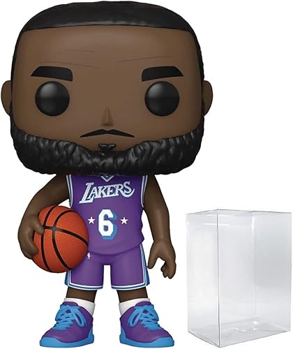 POP NBA Lakers - Figura de vinilo de Funko de Lebron James #6 (City Edition 2021) con funda protectora de caja compatible