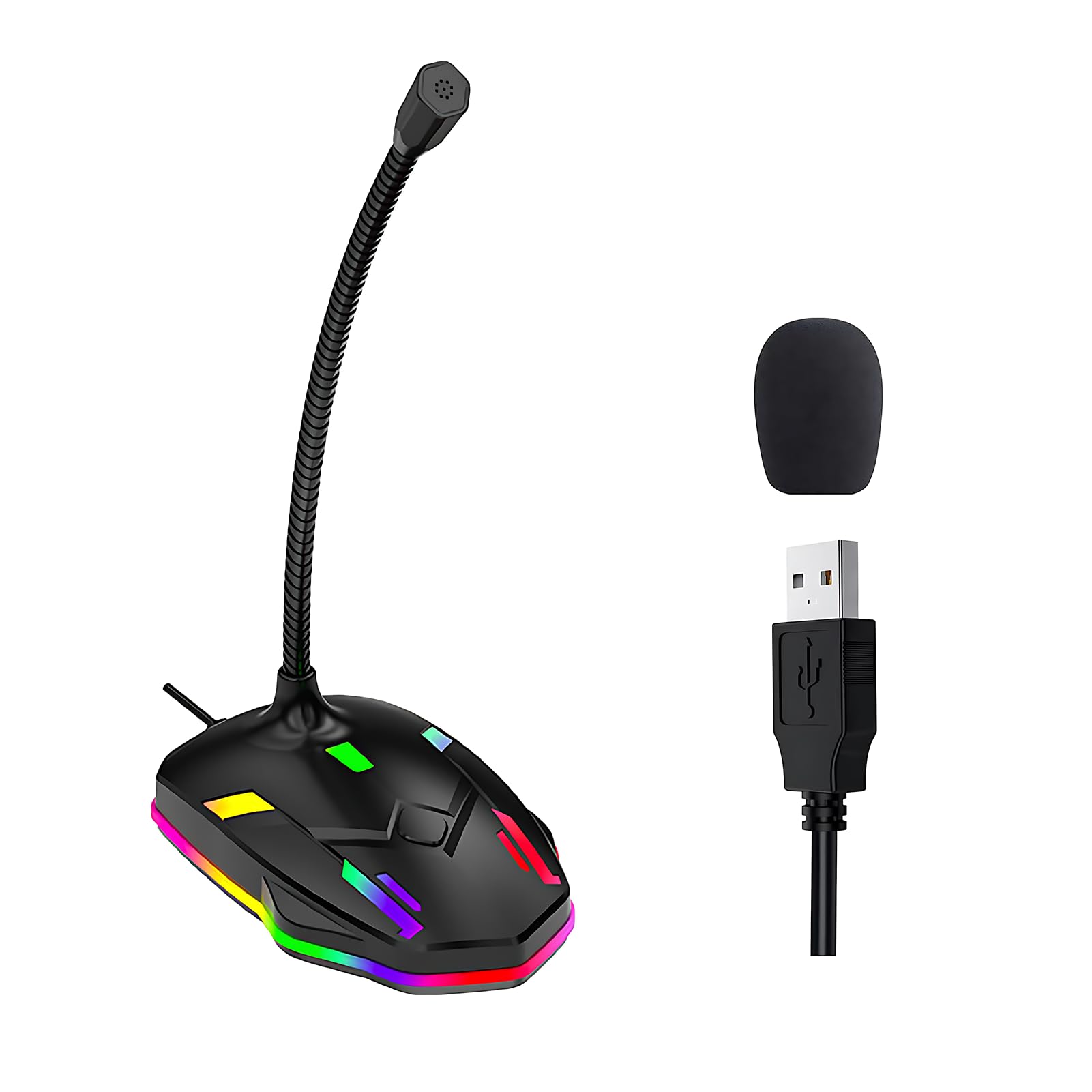 USB Computer Microphone with Mute Button&RGB Glowing Light Compatible with PC Laptop Desktop Win/Mac PS4/5,Play&Plug Gooseneck Microphone,Ideal Condenser Mic for Game,Podcast,Vocal,YouTube-M9-image-48