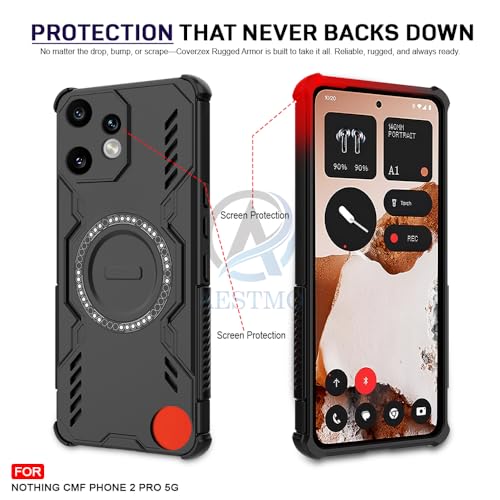 Image of AESTMO Back Case Cover for Nothing CMF Phone 2 Pro 5G | Magnetic Case with Built-in Metal Ring | Compatible with MagSafe Accessories | Shockproof Hybrid (PC + TPU, Black)