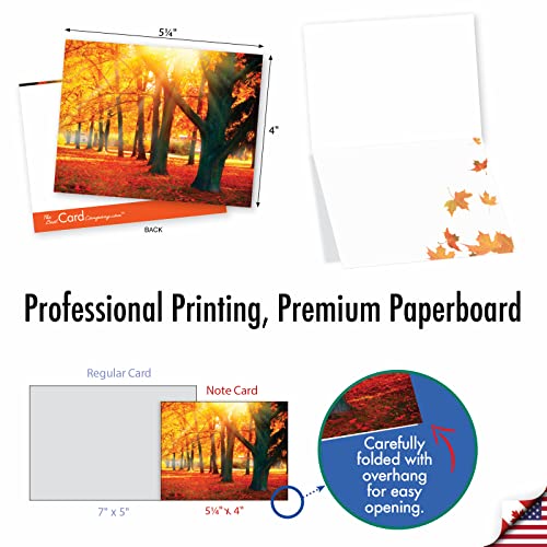 Image of The Best Card Company - 10 Beautiful Note Cards Blank (4 x 5.12 Inch) - Fall and Autumn Season, Boxed Notecard Assortment - Fall Foliage M4971OCB-B1x10