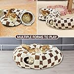 Cat Tunnel Bed for Indoor Cat Donut Tunnel Peekaboo Cat Cave with Washable Cushion Cat Tube Toys for Kitten Puppy Rabbit Brown (Brown) - Image 4