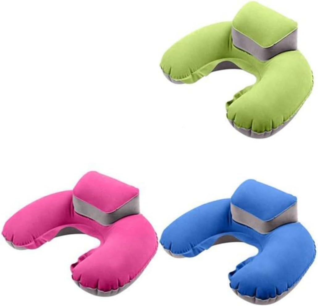 OUNONA Oreiller Gonflable Oreiller Auto-gonflant Oreiller de Voyage oreillers de Camping lavables Coussin de Sieste Oreiller de Cou en Forme de u oreillers d’air pour Dormir Rosé