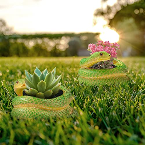4.3 In Snake Shaped Succulent Plant Pots With Drainage, Unique Novelty Small Resin Flower Planter Indoor, Creative Cool Pots Spring Decoration For Home Desktop, 2 Pcs #TOP30