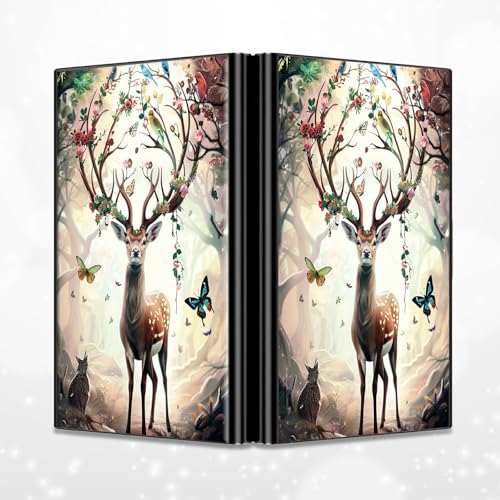 Image of Slim Credit Card Holder, Decorative Deer Butterfly RFID Blocking Metal Wallet for Men & Women, Aluminum Minimalist Hard Case Pocket-Sized Business Cards Organizer (Fits Up to 10 Cards)