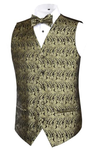 Mens Classic 2 Pcs Paisley Jacquard Waistcoat Suit Vest Set