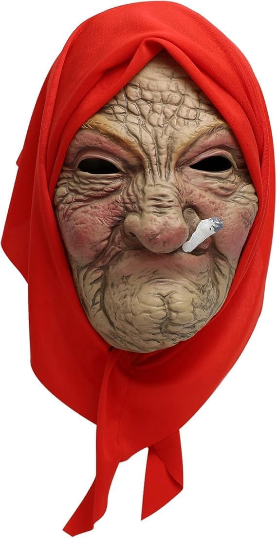 Bulex Realistic Old Lady Mask Creepy Granny Mask Scary Face Masks for Adults Halloween Funny Horror Headgear for Adults