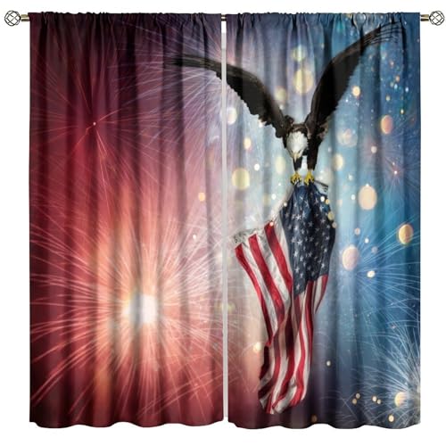 Nanacur American Flag Curtains, 4th of July Independence Day Patriotic