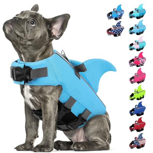 SUNFURA Dog Life Jacket Shark Life Vest for Dogs,...
