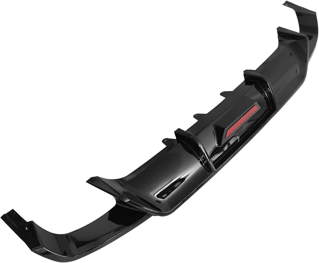 IKON MOTORSPORTS, Rear Bumper Diffuser Lip W/Light Compatible with 2018-2024 Toyota Camry SE XSE Models Only, Gloss Black Injection PP Add On Air Dam Rear Lower Bumper Protector Lip Bodykits