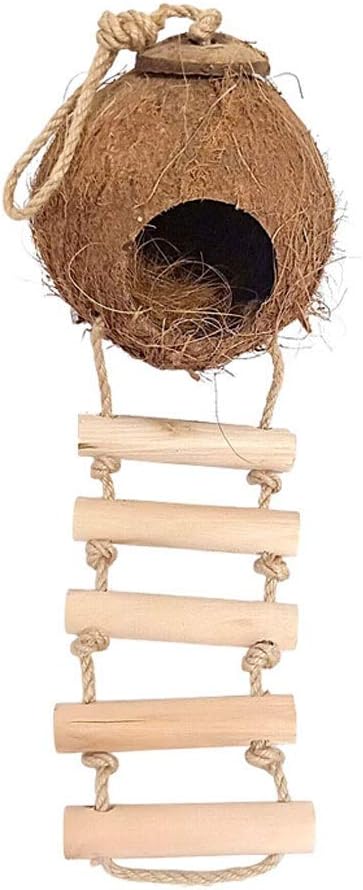 Tingting1992 Casas para Pájaros La cáscara del Coco Natural Ornamento de paisajismo al Aire Libre El Nido de pájaro 5 Estilos Pueden Elegir la Jaula de pájaro Redonda Jaula para Mascota (Size : B)
