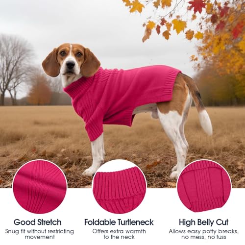 Image of Turtleneck Dog Sweater,Thermal Knitted Sweater for Small Dogs Girl Boy, M | 4-Way Stretchy Fit, Cozy & Warm Pullover Clothes for Fall Winter, Indoor & Outdoor Knitwear, Fit for Frenchie, Dachshund
