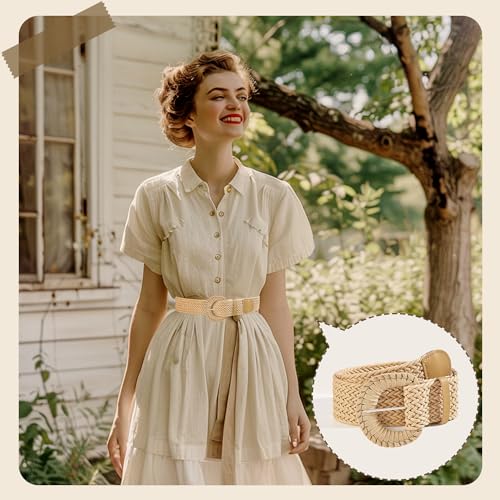 SeptCity Woven Belts for Women, Rattan Women's Belts for Dresses and Jeans Gift for Birthday Christmas Mother's Day4