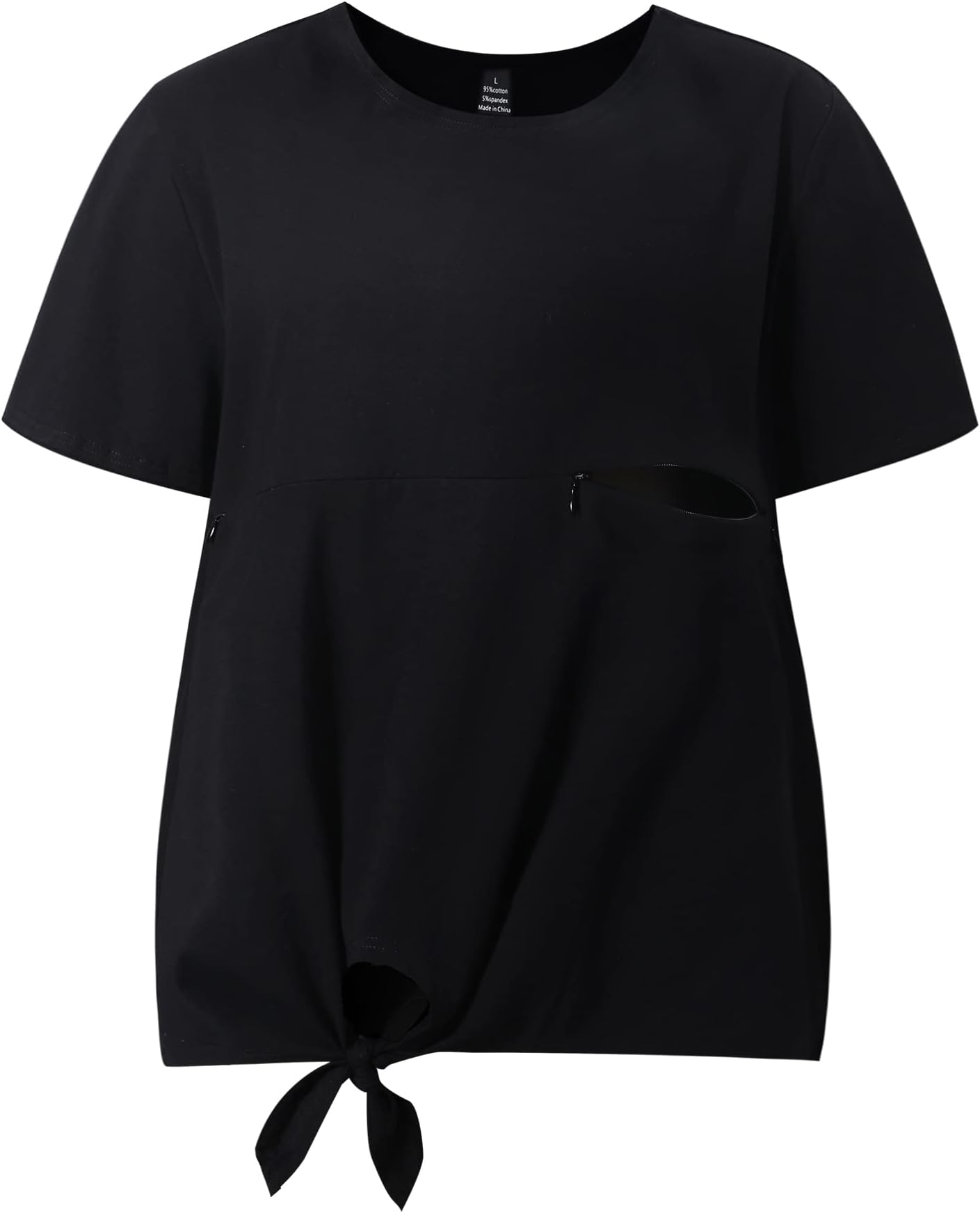 ROMPERINBOXNursing Tops Zipper Breastfeeding Shirts for Women Maternity Clothes Pregnancy Tee Postpartum T-Shirts S-3XL