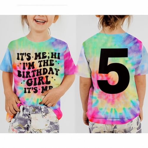 Image of GLIGLITTR Its Me Hi Im The Birthday Girl Shirt Kids Letter Print Birthday Party T-Shirt Outfit for Girls Gift Top 5-10 Years