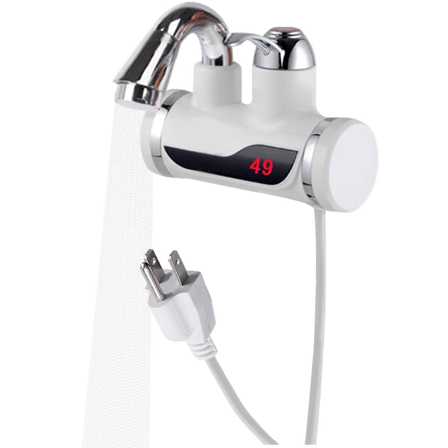 llave de calentador de agua eléctrico instantáneo sin tanque de 110 V, llave de agua caliente giratorio de 360 °, con visualización digital LED, llave de calentamiento rápido para cocina