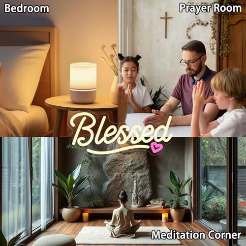 Image of LED Blessed Signs for Home Decor, Bless This Home Wall Decor Neon Sign with Dimmer, USB Powered Warm White Religious Decoration for Bedroom Living Room, farmhouse, housewarming and holiday gifts