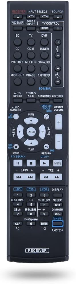 Telecomando Ricambio VBESTLIFE AXD7569 Per Pioneer VSX-519V, VSX-817, SX-319V E Altri - ABS Nero