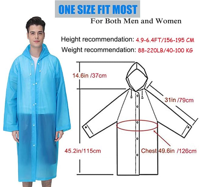 Raincoat 2 Pack Rain Ponchos for men women Adults, Reusable Portable rain coat with Hood2