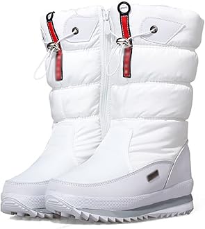 Snow Boots, Womens Ankle Wellies, Thermal Lining Winter Thick Water Proof Anti-Slip Hiking Rain Booties, Flat Grip Sole Classic Short Boots, for Outdoor Trekking Walking Ski