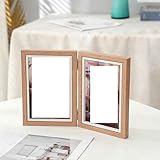 JHJRYGKI Desktop-Fotorahmen-Kombination aus Holz, zusammenklappbar, dreifach zusammenklappbar, moderner, einfacher, rechteckiger Scharnier-Fotorahmen, 2 Blätter, 6 Zoll