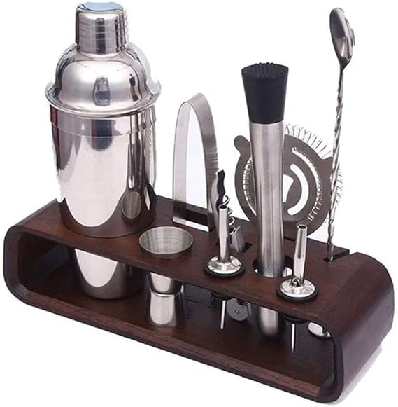Set de Coctelera de 10 Piezas con Soporte Giratorio