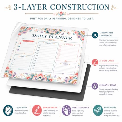 Image of Zesta Vinyl Magnetic Planner for Fridge | Cute Weekly Planner /Meal Planner with Marker | Rewritable Magnetic White Board for Fridge (Harry Potter 11X11 Inches) (Ma)