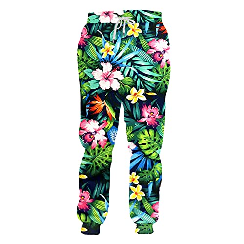 Pantalon de survêtement imprimé feuilles et roses parfait pour vos journées détente
