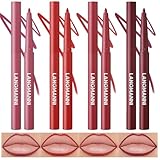 LANGMANNI 4Pcs Sculpting Matte Velvet Lip Liner Set,Smooth Creamy Texture,Waterproof And High Pigmented For Girls Daily Application Lip Makeup(9+10+11+12)