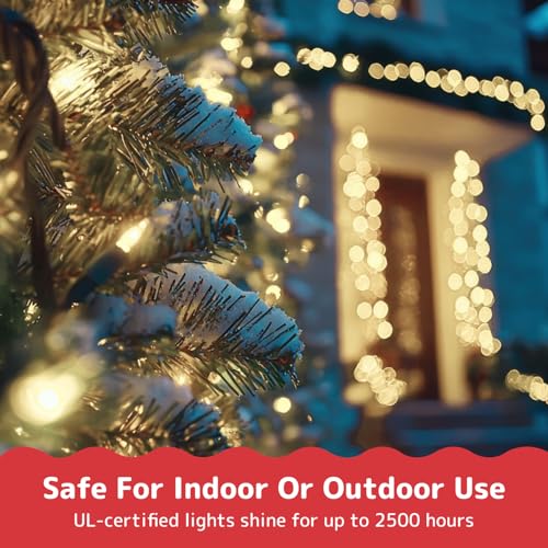 Image of PREXTEX 100 Count Clear Christmas Lights - 20 ft Ultra Bright String Lights with Green Wire for Indoor and Outdoor Use, Christmas Trees, Holidays, Patios and Garden
