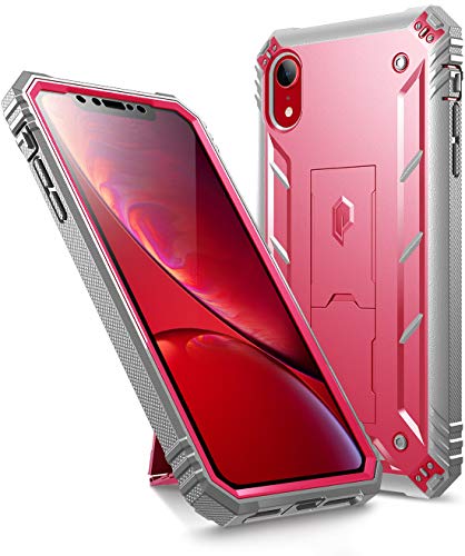 iPhone XR Rugged Case, Poetic Revolution [360 Degree Protection][Kick-Stand] Full-Body Rugged Heavy Duty Case with [Built-in-Screen Protector] for Apple iPhone XR 6.1