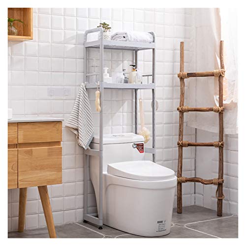 2-lagiges Toilettenregal, Waschmaschinenregal, Balkonhalterung, Badezimmerregal, Vertikaler Nutzungsraum Über der Waschmaschine, Lagerregal-grau