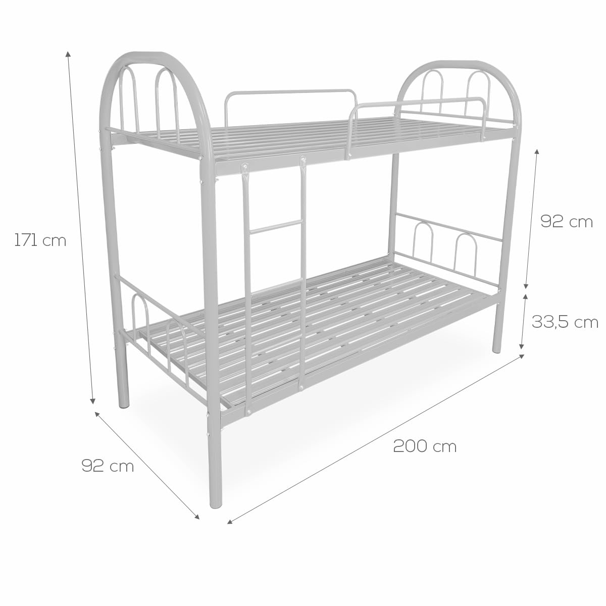 Duérmete Online Litera Reforzada Completa con Barandilla y Escalera Metálica Modelo Carla 90x190