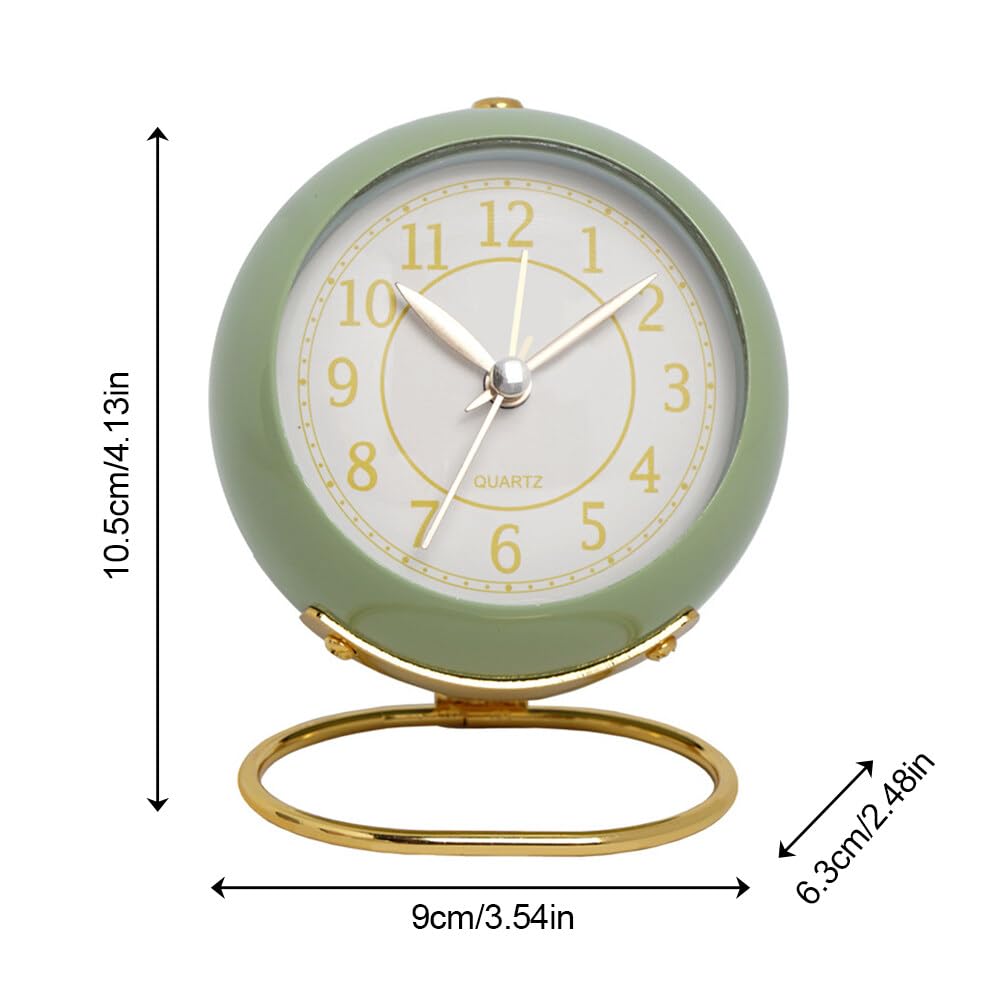 Sveglia Analogica Retrò Con Lampada Da Notte - Diametro 11,5 Cm - Orologio Da Comodino Silenzioso In Cassa Metallica - Regalo Per Bambini E Adulti - 5