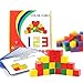 Wooden Cube Building Blocks for Kids with Challenge Cards Shape Puzzle Math Material Assorted Colors for Preschool Classroom Supplies for Teachers Elementary Stem Toy