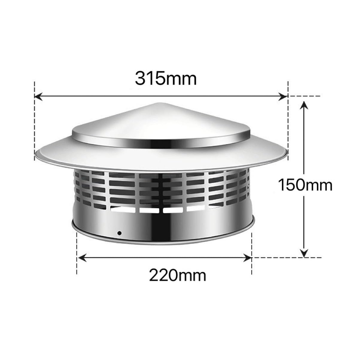 Cappello per Camino Acciaio Inox 304 Terminale di Ventilazione Esterno Estrattore d'Aria Tetto con Rete Protezione Uccelli(8.7″-220mm)