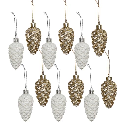 HERZWILD 12pcs Christbaumschmuck Zapfen zum Aufhängen Kunststoff Deko...